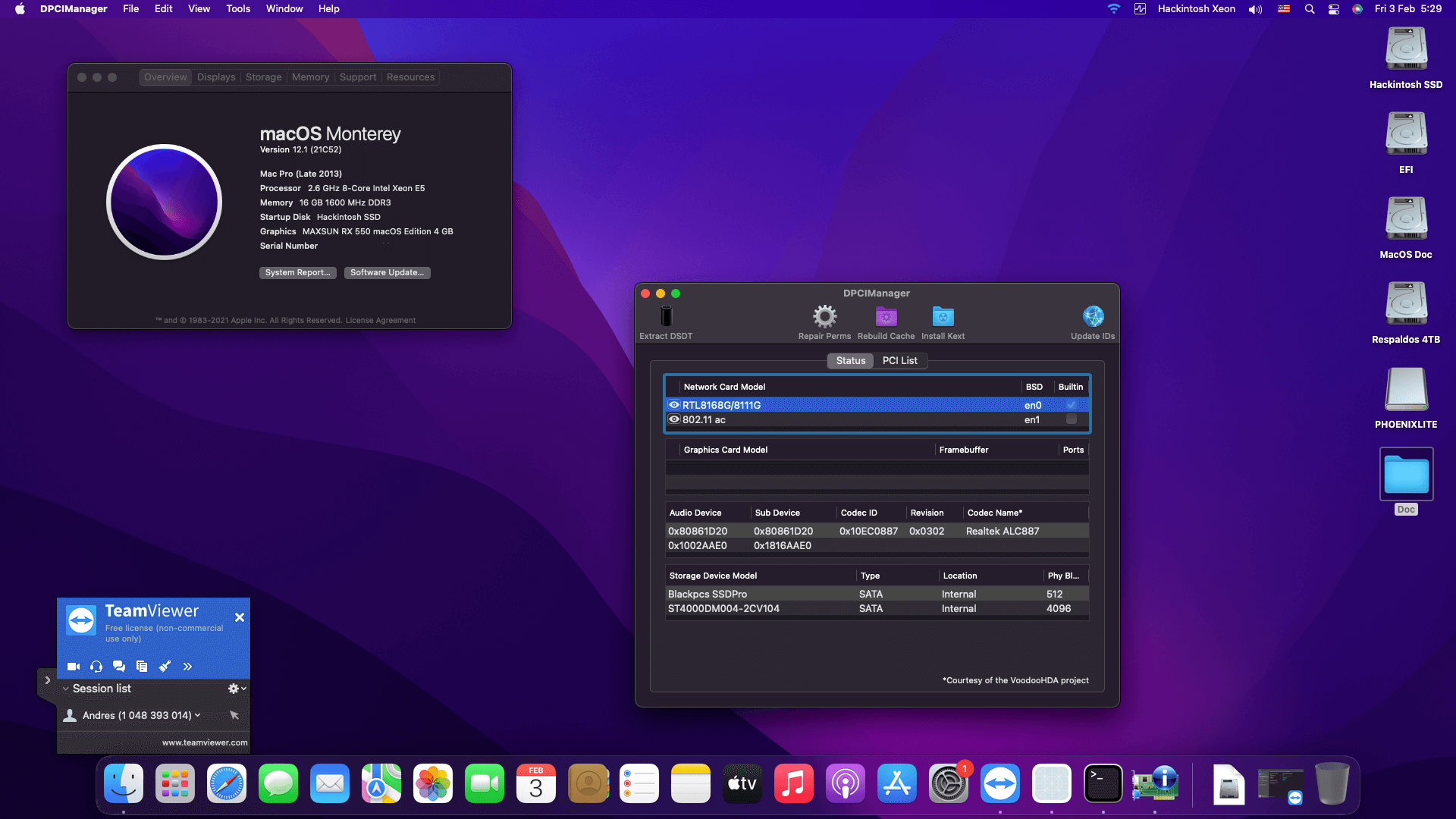 Success Hackintosh macOS Monterey 12.1 Build 21C52 in Huananzhi X79-ZD3 + Intel Xeon E5-2689 + Maxsun RX 550